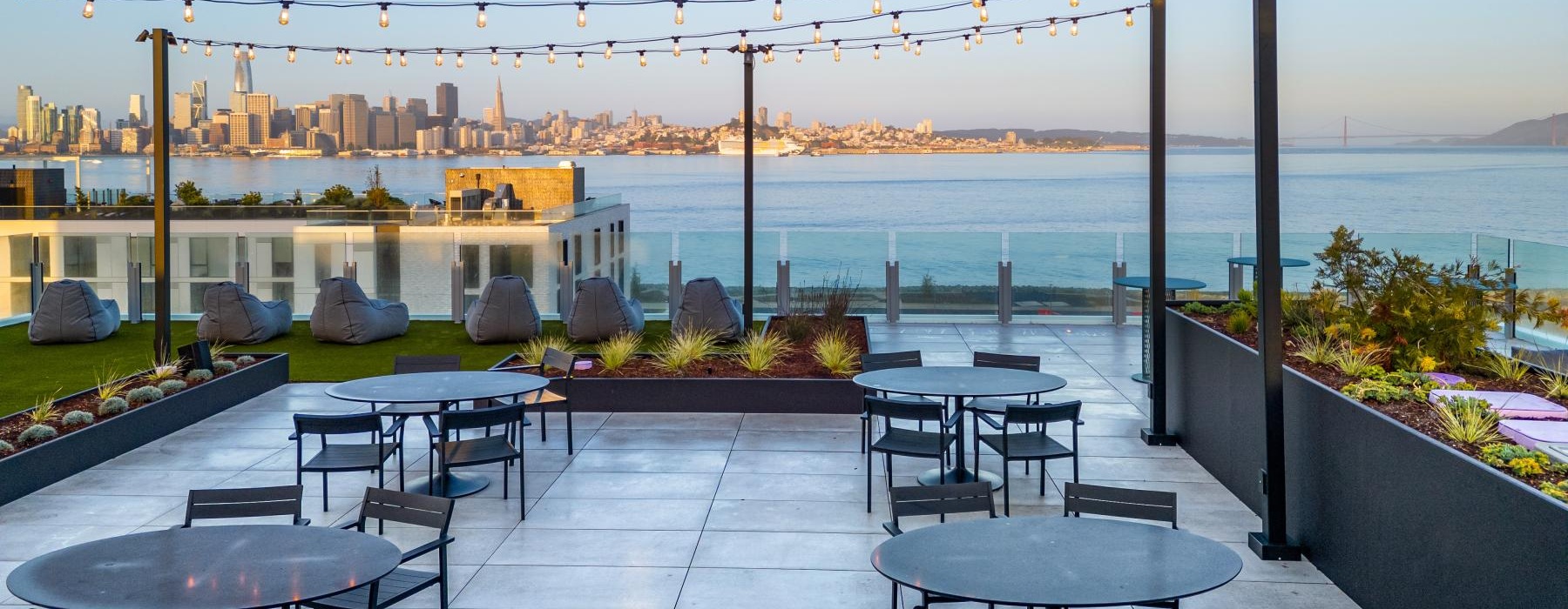 tables and chairs on a patio