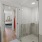 a bathroom with a glass shower